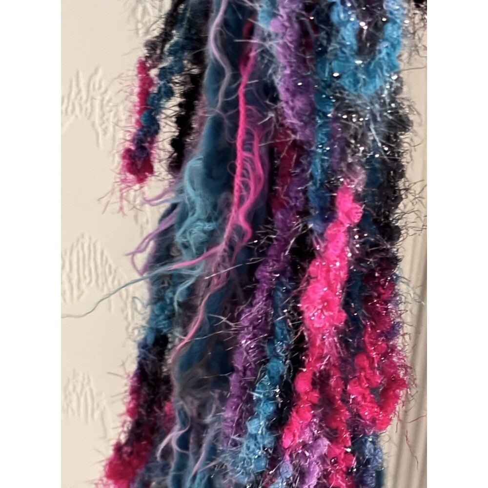 Y2K Boho Made In Italy‎ Textured Yarn Scarf Festival Merino Blend - Picture 3 of 5